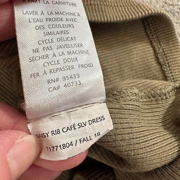 Toad & Co Olive Green Daisy Ribbed Fit and Flare Dress LARGE Short Sleeve - Picture 6 of 6